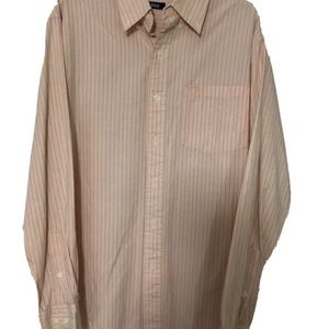 Men Izod button-down long sleeve shirt orange and blue stripes size medium